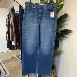 🖤 Levi Utility Loose Straight Jeans | High-Rise Cargo Style | Size 14 NWT